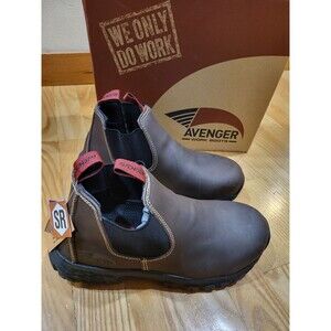 Avenger Women Flight Romeo Safety Toe Pull-On Brown Leather Work Boot Size 6.5 W